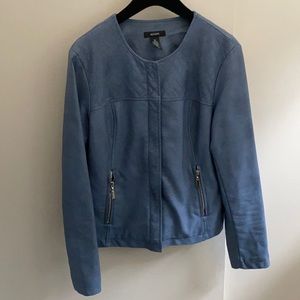 Medium Blue Faux Leather Jacket